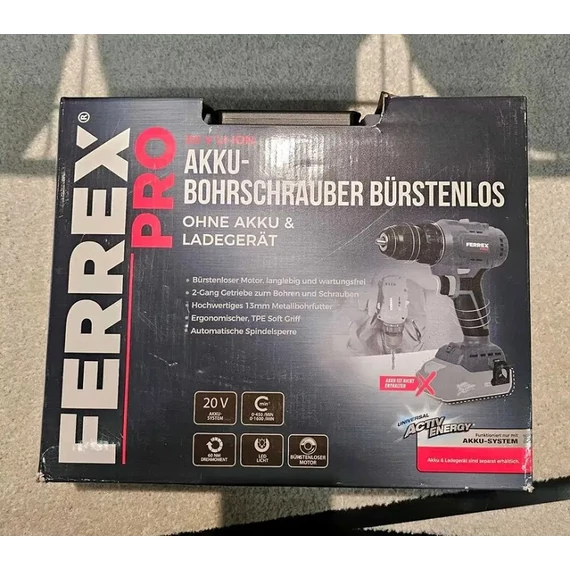 Ferrex 20-V akkus csavarbehajtó (kefe nélküli) Akkumlátorral és Töltővel