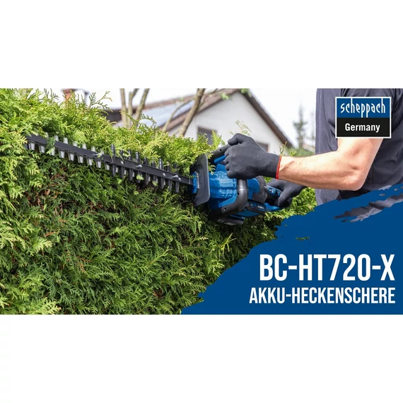 Scheppach BC-HT720-X akkus sövényvágó, aksival töltővel, szénkefe nélküli