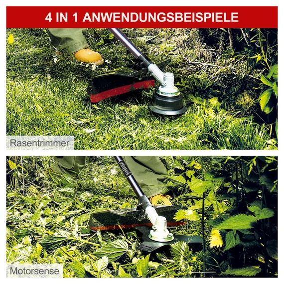 Scheppach MFH3300-4P 4 az 1-ben benzinmotoros multifunkciós kerti szerszám Bozótvágó, Fűnyíró, Ágvágó, Sövényvágó