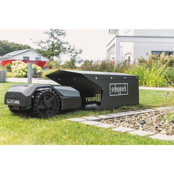 Scheppach RLM 500 Robotfűnyíró garázzsal, esőérzékelő - Tartalmazza a WIFI és Bluetooth beállításokat az alkalmazásban