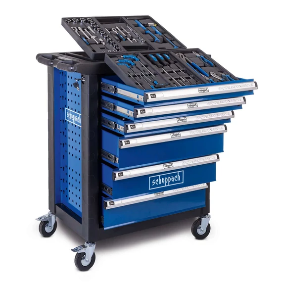 Scheppach TW1150 Műhelykocsi, 70 darabos szerszámkészlet